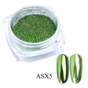 Oiko Store  ASX5 0.5g Nail Mirror Glitter Powder Metallic Color Nail Art UV Gel Polishing Chrome Flakes Pigment Dust Decorations Manicure TRC/ASX