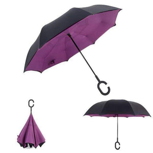 Oiko Store  Purple Reverse Folding Umbrella