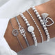 Oiko Store  001 30 Style Boho Bangle Elephant Heart Shell Star Moon Bow Map Crystal Bead Bracelet Women Charm Party Wedding Jewelry Accessories