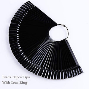 1Set False Nail Tips Nature Clear Black Fan Finger Full Card Nail Art Display Practice Acrylic UV Gel Polish Tool Manicure JI386