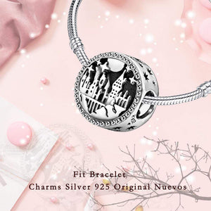 100% 925 Sterling Silver Charms Bracelet DIY Castle School Beads Fit Charms Silver 925 Original Family Beads For Jewelry Making (PR058)