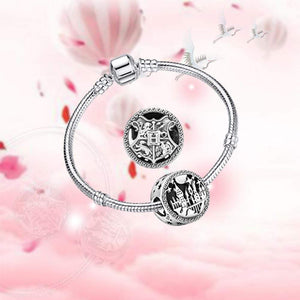 100% 925 Sterling Silver Charms Bracelet DIY Castle School Beads Fit Charms Silver 925 Original Family Beads For Jewelry Making (PR058)