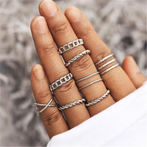 17MILE Vintage Gold Metal Crystal Rings Set For Women Star Moon Trendy Knuckle Finger Ring Female Party 2020 Fashion Jewelry