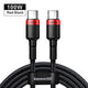 Baseus USB Type C to Type C Cable for Redmi Note 8 Pro Quick Charge 4.0 100W Fast Charge Type-C Cable for Samsung S10 USB-C Wire