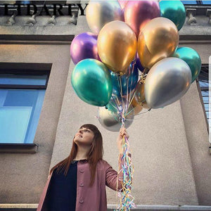 10PCS 12inch silver gold Metallic Latex Balloons Pearly Metal balloon Gold Colors Globos Wedding Birthday Party Supplies Balloon