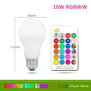 110V 220V E27 RGB LED Bulb Lights 5W 10W 15W RGB Lampada Changeable Colorful RGBW LED Lamp With IR Remote Control+Memory Mode