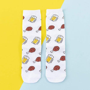 Women Socks Funny Cute Cartoon Fruits Banana Avocado Lemon Egg Cookie Donuts Food Happy Japanese Harajuku skateboard  Socks