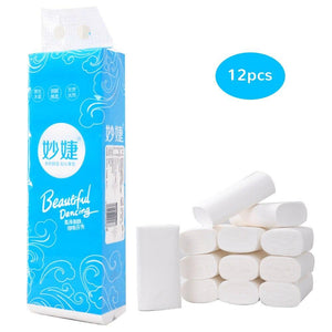 Bath Paper Home Bath Toilet Roll Paper 12 Rolls/pack White Thicken Tissue Leaves Toilet Paper Fast Delivery Home Accessories