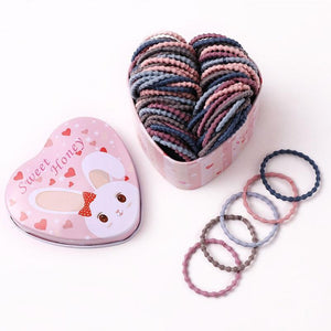 50PCS/Box New Girls Colorful Basic Elastic Hair Bands Ponytail Holder Scrunchies Kids Hair Ropes Rubber Bands Hair Accessories