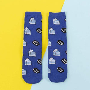 Women Socks Funny Cute Cartoon Fruits Banana Avocado Lemon Egg Cookie Donuts Food Happy Japanese Harajuku skateboard  Socks