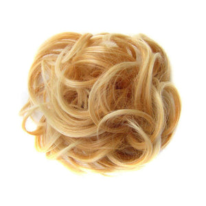 Delice Girls Curly Scrunchie Chignon With Rubber Band Brown Gray Synthetic Hair Ring Wrap On Messy Bun Ponytails