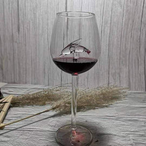 Built-in Shark Wine Glass New Design Goblet Whiskey Glass Dinner Decorate Handmade Crystal For Party Flutes Glass