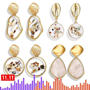 17KM Vintage Earrings 2019 Geometric Shell Earrings For Women Girls BOHO Resin Drop Earrings Brincos Fashion Tortoise Jewelry