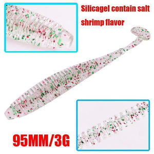 Oiko Store  1pcs soft bait Worm Grubs T Tail Wobblers Fishing Lure 95mm 3g Aritificial Silicone salt Smell Bass Pike Fishing Jigging Bait