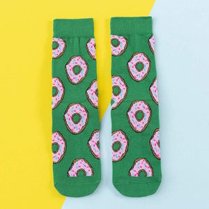 Women Socks Funny Cute Cartoon Fruits Banana Avocado Lemon Egg Cookie Donuts Food Happy Japanese Harajuku skateboard  Socks