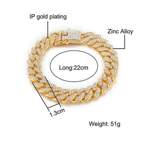 D&Z 8.5 inch Bling Iced Out Cuban Zirconia Cuban Miami Link Homme For Male's Hip Hop Street Bracelets Jewelry