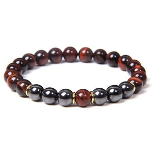 Buddha Bracelet Men Red Tiger eye Natural Stone 8mm Black Obsidian Hematite Beads Elastic Charm Bracelets Homme Jewelry Gift