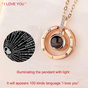 Rose Gold And Silver I Love You Necklace Projection Pendant Necklace Romantic Love Memory Wedding Necklace