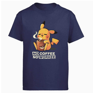 Pikachu Tshirt No Coffee No Workee Men T Shirt Tshirts 2019 Summer Cotton Short Sleeve Harajuku Cute T-Shirt Japan Anime Tees