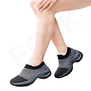 EOFK Fashion Spring Autumn Women Platform Shoes Woman Lady Flats Casual Thick Bottom Black Shoes Sock Slip On Dance Shoes