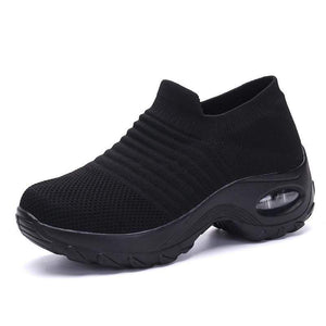 EOFK Fashion Spring Autumn Women Platform Shoes Woman Lady Flats Casual Thick Bottom Black Shoes Sock Slip On Dance Shoes