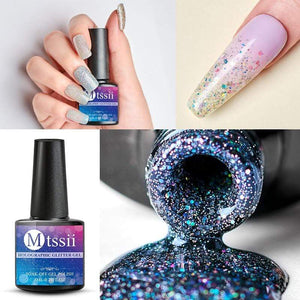 Mtssii 8ML Gel Nail Polish Glitter Platinum UV Gel Nail Polish Holographic  Sequins Gel Varnish Soak Off UV LED Color Gel Polish