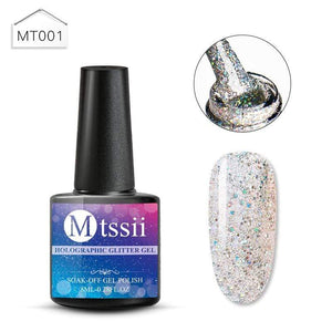 Mtssii 8ML Gel Nail Polish Glitter Platinum UV Gel Nail Polish Holographic  Sequins Gel Varnish Soak Off UV LED Color Gel Polish