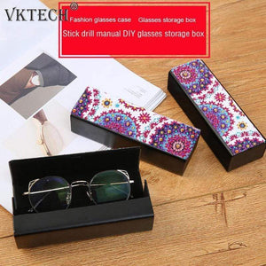 5D DIY Diamond Painting Eye Glasses Storage Box Travel Leather Sunglasses Case Diamond Embroidery Craft Christmas Gift