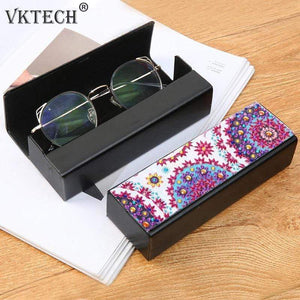 5D DIY Diamond Painting Eye Glasses Storage Box Travel Leather Sunglasses Case Diamond Embroidery Craft Christmas Gift