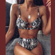 Peachtan Sexy snake print bikini set High waist swimwear women Hollow out swimsuit female Brazilian bikini Bathers bathing suit