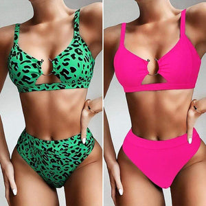 Peachtan Sexy snake print bikini set High waist swimwear women Hollow out swimsuit female Brazilian bikini Bathers bathing suit
