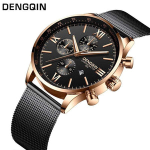 DENGQIN Men's Wrist Watch Stainless Steel Casual Quartz Analog Date Watch Man watches mens 2019 men wristwatch clock