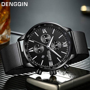 DENGQIN Men's Wrist Watch Stainless Steel Casual Quartz Analog Date Watch Man watches mens 2019 men wristwatch clock