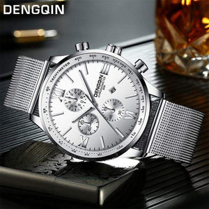 DENGQIN Men's Wrist Watch Stainless Steel Casual Quartz Analog Date Watch Man watches mens 2019 men wristwatch clock