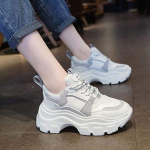 2020 Winter Platform Sneakers Women Spring 8CM Thick Bottom Dad Shoes Height Increased Casual Shoes Breathing Warm Leisure Shoes