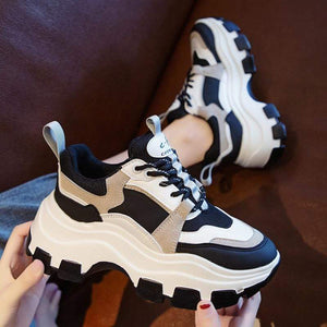 2020 Winter Platform Sneakers Women Spring 8CM Thick Bottom Dad Shoes Height Increased Casual Shoes Breathing Warm Leisure Shoes