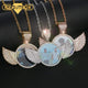 Luxury Custom Made Photo With Crystal Angel Wings Pendants Necklaces 3 Colors Gold Cubic Zircon Men's Hip Hop Jewelry With Box