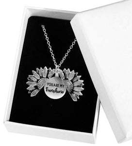 2019 New Women Gold Necklace Custom You are my sunshine Open Locket Sunflower Pendant Necklace Free Dropshipping
