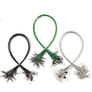 Oiko Store  20Pcs/lot Steel Wire Leader With Swivel Fishing Accessory 3 Colors Olta Leadcore Leash 15CM 20CM 30CM Fishing Line PJ57
