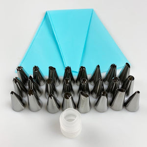 26 PCS/Set  Silicone Pastry Bag Tips Kitchen DIY Icing Piping Cream Reusable Pastry Bags +24 Nozzle Set Cake Decorating Tools