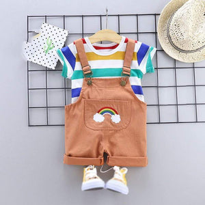 2pcs/set Summer Baby Boys Clothes Set Cartoon Toddler Baby Infant Girls Outfits T-shirt+Bib Pants Kids Clothing Sets Tracksuit