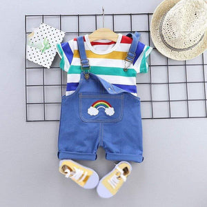 2pcs/set Summer Baby Boys Clothes Set Cartoon Toddler Baby Infant Girls Outfits T-shirt+Bib Pants Kids Clothing Sets Tracksuit