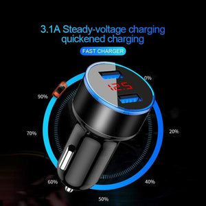 3.1A Dual USB Car Charger With LED Display Universal Mobile Phone Car-Charger for Xiaomi Samsung S8 iPhone 6 6s 7 8 Plus Tablet