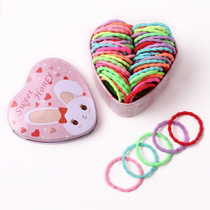 50PCS/Box New Girls Colorful Basic Elastic Hair Bands Ponytail Holder Scrunchies Kids Hair Ropes Rubber Bands Hair Accessories
