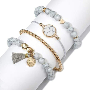 Oiko Store  30 Styles Mix Turtle Heart Pearl Wave LOVE Crystal Marble Charm Bracelets for Women Boho Tassel Bracelet Jewelry Wholesale
