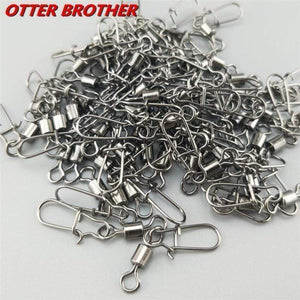 Oiko Store  30PCS 2# 4# 6# 8#10# 12#14# Stainless Steel Fishing Connector Pin Bearing Rolling Swivel Snap Pins  Fishing Tackle Accessories