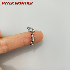 Oiko Store  30PCS 2# 4# 6# 8#10# 12#14# Stainless Steel Fishing Connector Pin Bearing Rolling Swivel Snap Pins  Fishing Tackle Accessories