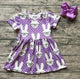 sring/summer Easter baby girls children clothes boutique milk silk dress bunny sunglass short sleeve knee length match bow