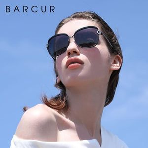 BARCUR Polarized Ladies Sunglasses Women Gradient Lens Round Sun glasses Square Luxury Brand oculos lunette de soleil femme