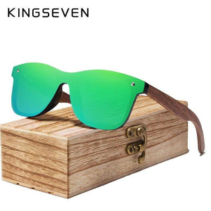KINGSEVEN 2019 Mens Sunglasses Polarized Walnut Wood Mirror Lens Sun Glasses Women Brand Design Colorful Shades Handmade